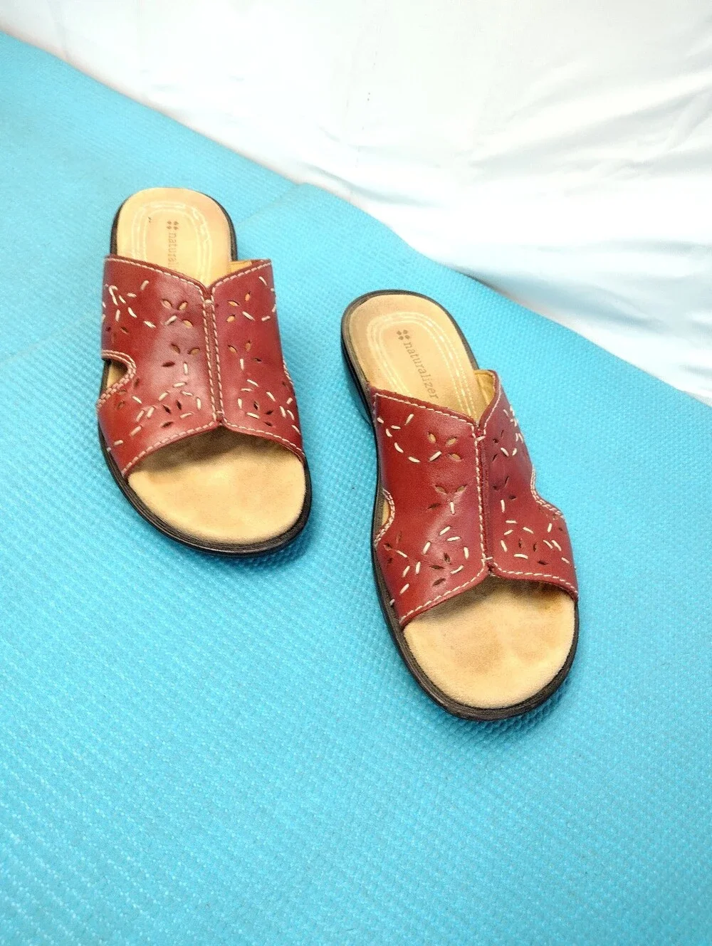 Naturalizer Viola Leather Slip On Wedge Sandals Slides 9W